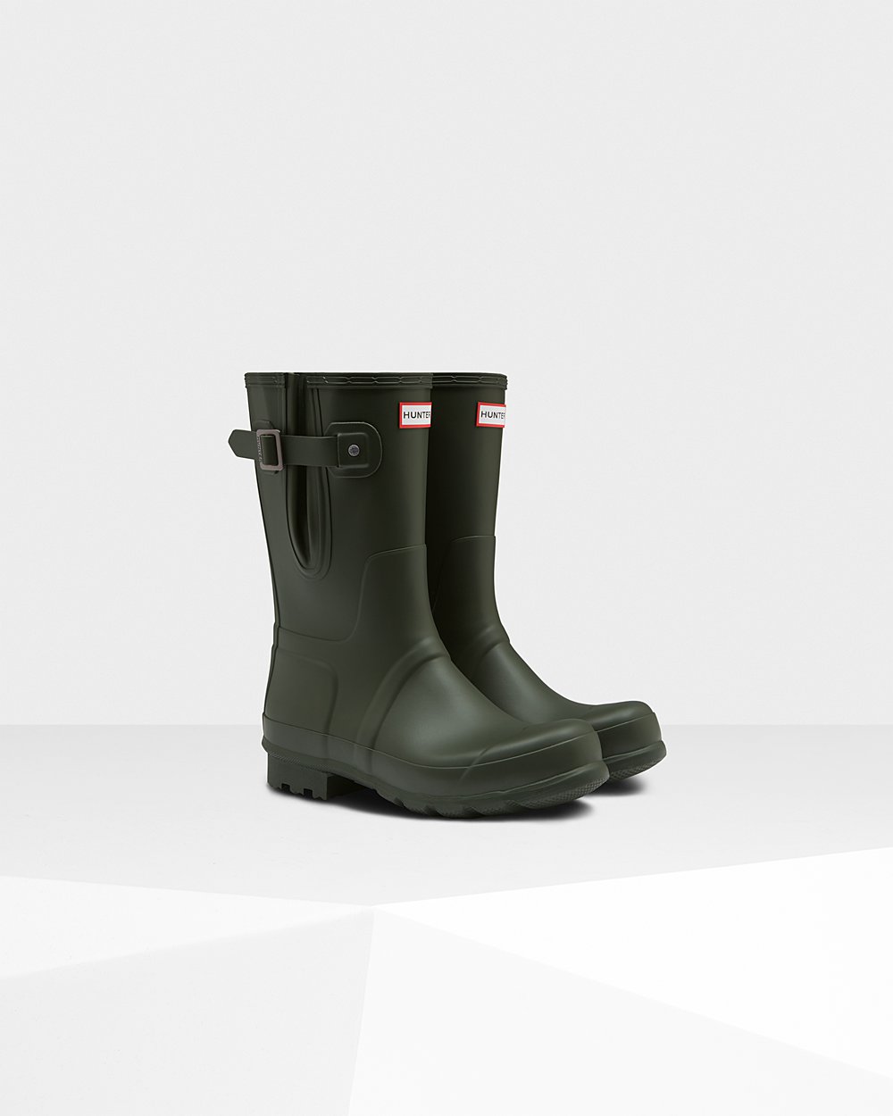 Mens Hunter Original Side Adjustable - Short Rain Boots Dark Olive - 6905-WCGSQ